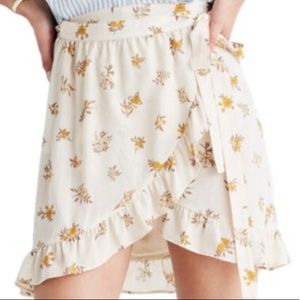 Madewell Ruffle Wrap Skirt with Yellow Flowers